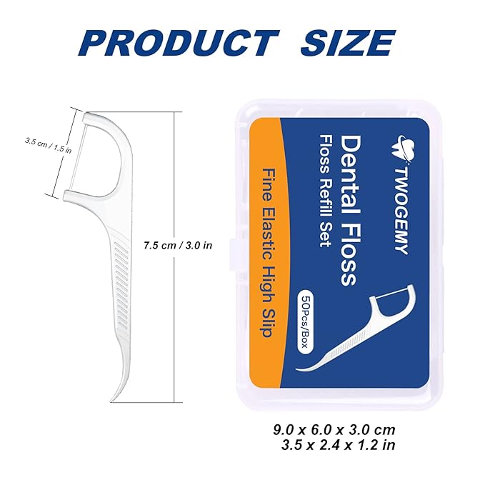 Dental Floss Picks - 100 Count Adult Floss Refill Set, Toothpicks Teeth Stick Tooth Cleaning Interdental Brush Dental Floss Pick Oral Hygiene Care.(2 x 50 Picks/Box)