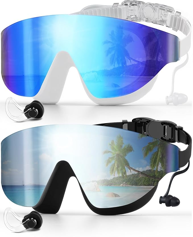 Swim Goggles, Frameless Wide View Swimming Goggles, Anti-Fog Anti-UV No Leaking Pool Goggles for Men Women Adult-StrideForce Fitness