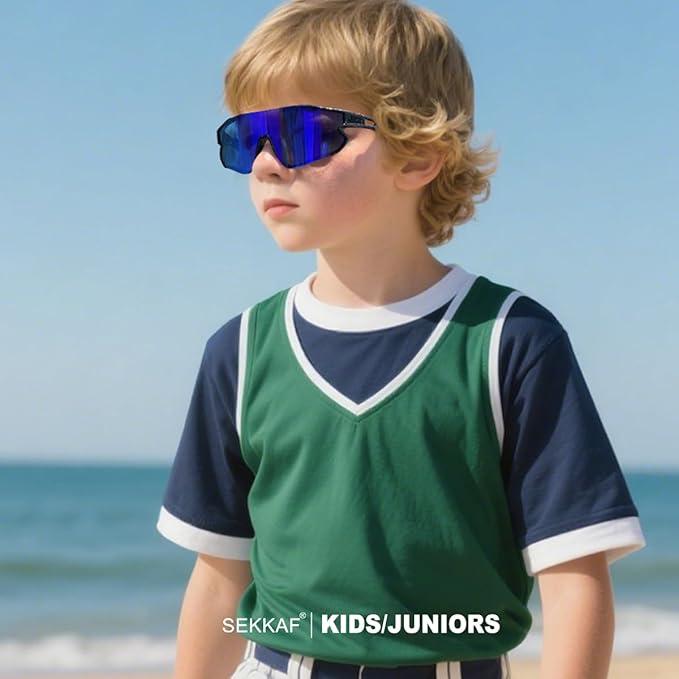Kids Baseball Sunglasses for Boys Girls Youth Softball Cycling Sports Sunglasses UV400 Protection Age 5-12-StrideForce Fitness