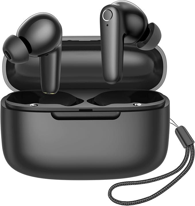 kurdene Wireless Ear Buds Bluetooth 5.4 Headphones 60H Playtime Deep Bass Stereo Earbuds with Mic Comfort Lightweight in Ear Earphones for Workout/Running Black-StrideForce Fitness