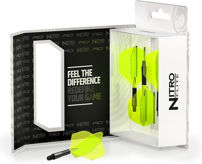 RED DRAGON Darts – Nitro Flite Integrated Flight & Shaft System – No.2 Shape and Design - Available in Short, Intermediate & Medium - Available in Variety of Colours - Professional Darts Accessories-StrideForce Fitness