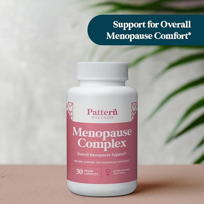 Pattern Wellness Menopause Complex Supplement - Natural Menopause Support for Hot Flashes, Mood Swings, Hormone Balance - Formulated with Bioperine® - 3rd Party Lab Tested - 30 Vegan Capsules-StrideForce Fitness