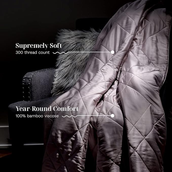 LUXOME Lightweight Blanket | 100% Rayon (Viscose) from Bamboo Fabric & Fill | Full/Queen - 86"x92" | Super Soft | Thermal-Regulating | Dove-StrideForce Fitness