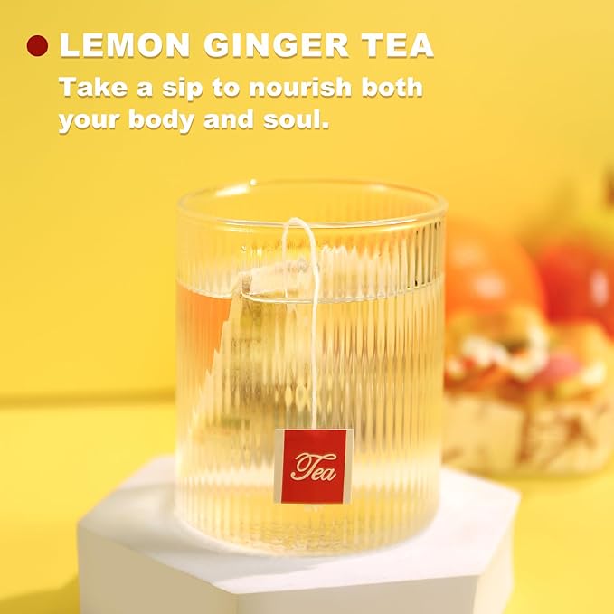 TEARELAE - Lemon Ginger Tea Bags, 70 Count - Natural & Pure Herbal Tea with Ginger Root, Lemon, Lemongrass - Non-GMO - Caffeine-free - Support Healthy Digestion-StrideForce Fitness