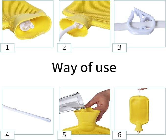 Abyclean Enema Bag Kit Rubber Anal Douche Vaginal Douche Enema Cleaner for Women’s or Man’s Health (Yellow, 2L)-StrideForce Fitness