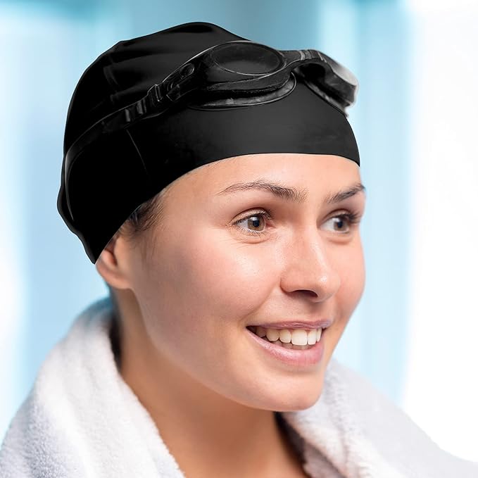 Syhood 6 Pieces Unisex Adult Silicone Swim Cap Waterproof Swimming Hat Non Slip Pool Hat Elastic Silicone Cap for Long and Short Hair-StrideForce Fitness