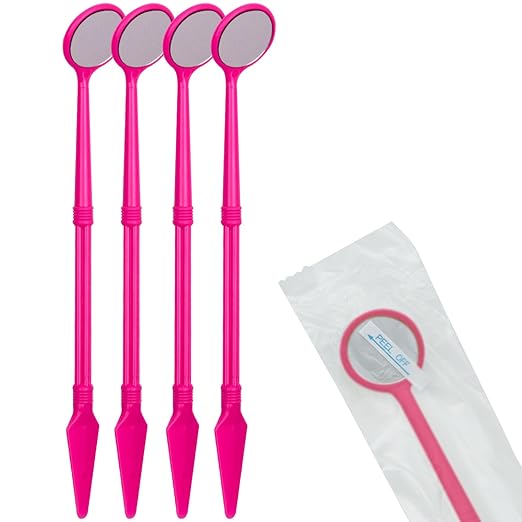 100 PCs Dental Grade Disposable Dental Mouth Mirrors with Spatula Handle by Omnia ONE | Fog-Free, Dual-Purpose Design – Clear Visibility & Tongue Retraction – Ideal for Exams & Procedures