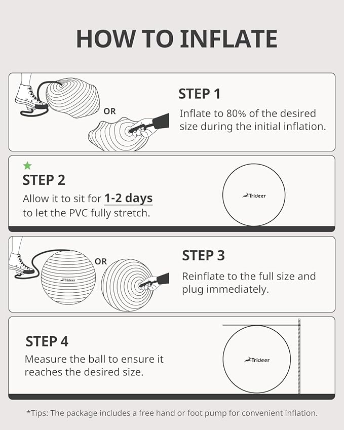 Trideer Extra Thick Yoga Ball Exercise Ball, 5 Sizes Gym Ball, Heavy Duty Ball Chair for Balance, Stability, Pregnancy, Quick Pump Included-StrideForce Fitness