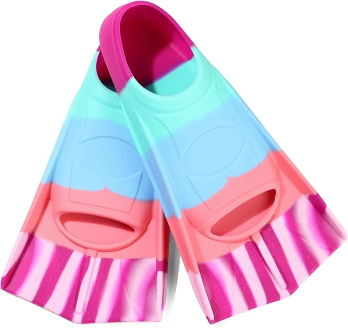 Kids Swim Fins,Short Kids Fins Youth Swimming Flippers for Lap Swimming Training for Children Girls Boys Beginners-StrideForce Fitness