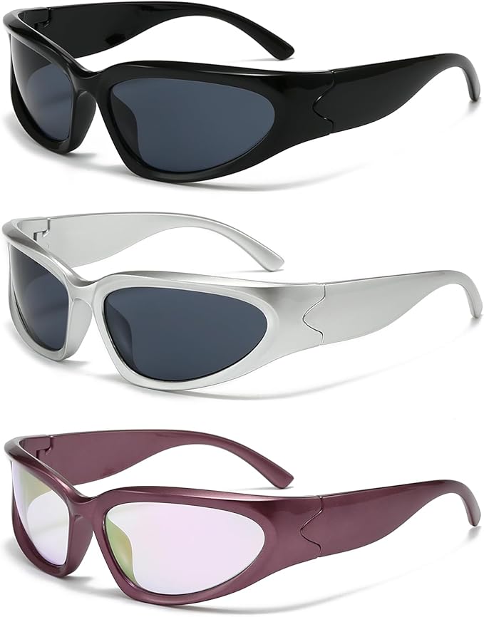 SOAR&EAGLE Y2K 3Pack Polarized sunglasses Wrap Around Men's Women's sunglasses Fashion Sport Shades Sun Glasses-StrideForce Fitness