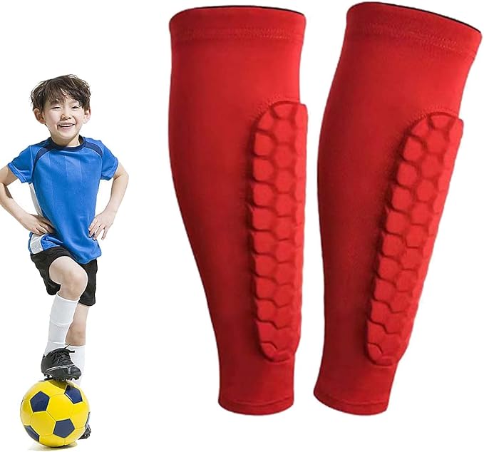 Shin Defender Shin Guards Kids 2 Pair, Shindefender Shin Guards Soccer, with Honeycomb Pads, for Soccer Kids Youth Adult-StrideForce Fitness