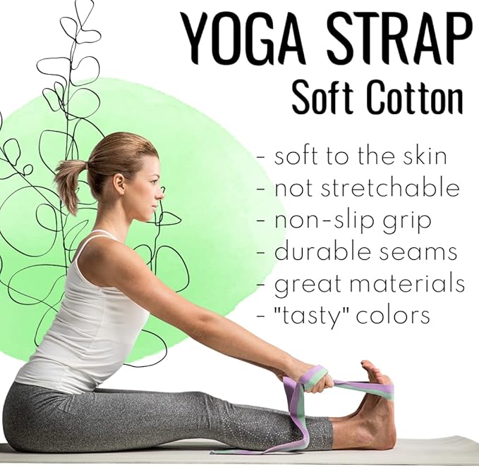 TECEUM Yoga Strap & Mat Strap – 2 IN 1 – Cotton – 6 ft 8 ft 10 ft (30+ colors) – Adjustable Non-Slip Belt for Yoga, Pilates, Stretching, Physical Therapy, Fitness & Home Workout – For Carrying Mats-StrideForce Fitness