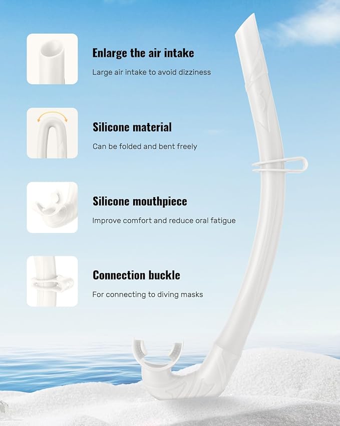 W WSTOO Adults Diving Snorkel Breathing Tube Silicone Flexible Foldable Snorkel Anti-Drop for Freediving Swim Training,Diving and Scuba Diving,Easy to Carry for Travel-StrideForce Fitness