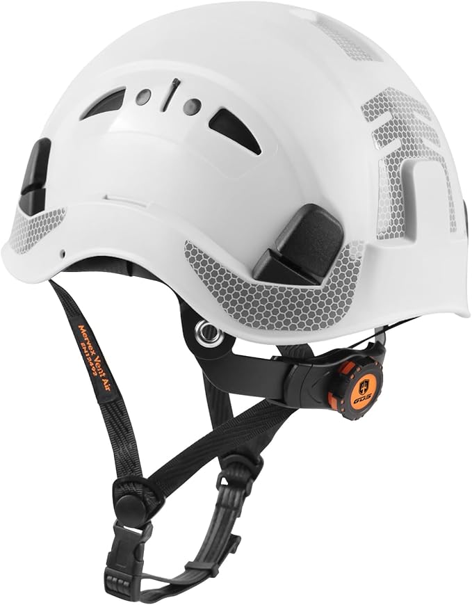 GREEN DEVIL Safety Helmet Hard Hat with Chin Strap Vented Lightweight Adjustable Hardhat for Men Women with Hi-Viz Design Ideal for Tree Climbing Work at Height-StrideForce Fitness