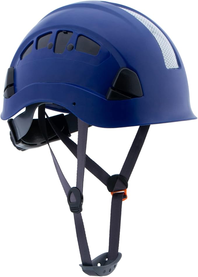 LOHASPRO Hard Hats Construction Safety Helmet ANSI Z89.1 Approved OSHA Hardhat Vented Men Worker Blue Hard Hat with Chin Strap Tree Climbing Rescue Arborist Helmet (P5 Blue)-StrideForce Fitness