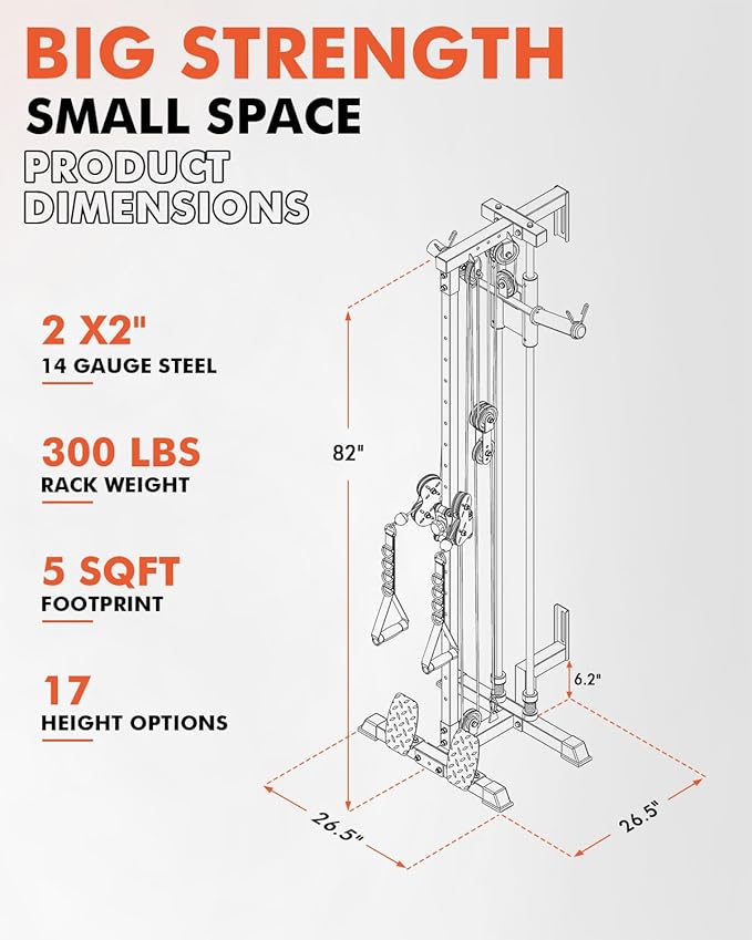 Mikolo Wall Mount Cable Station, Cable Crossover Machine with Dual Pulley System and 18 Adjustable Positions for Home Gym Fitness Equipment-StrideForce Fitness