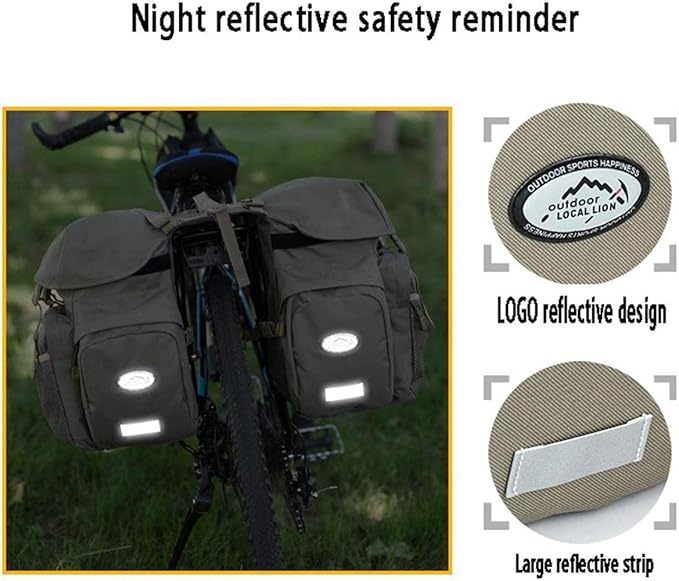 FANWU 50L Bike Panniers Bicycle Commuting Bag Waterproof Saddle Bags with Rain Cover for Bicycle Rear Rack Carrier, Support for Width Less Than 7 inches Bike Rack-StrideForce Fitness