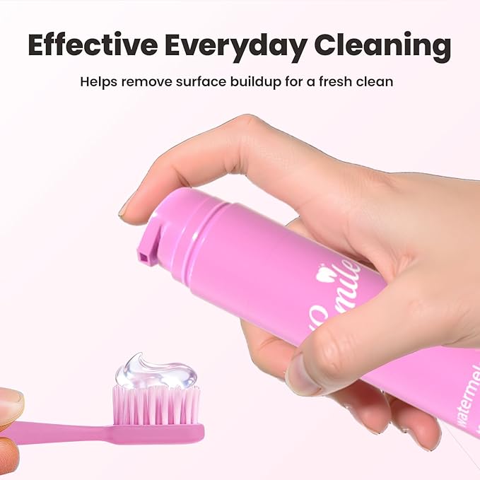 CALLSMILE Fruity Flavors Fluoride-Free Toothpaste, Easy-Press Pump, 60g, No SLS, Non-Toxic, No Sweeteners, for Adults & Kids, Gentle for Sensitive Teeth，Watermelon Flavor, ValentGine's Day Gifts