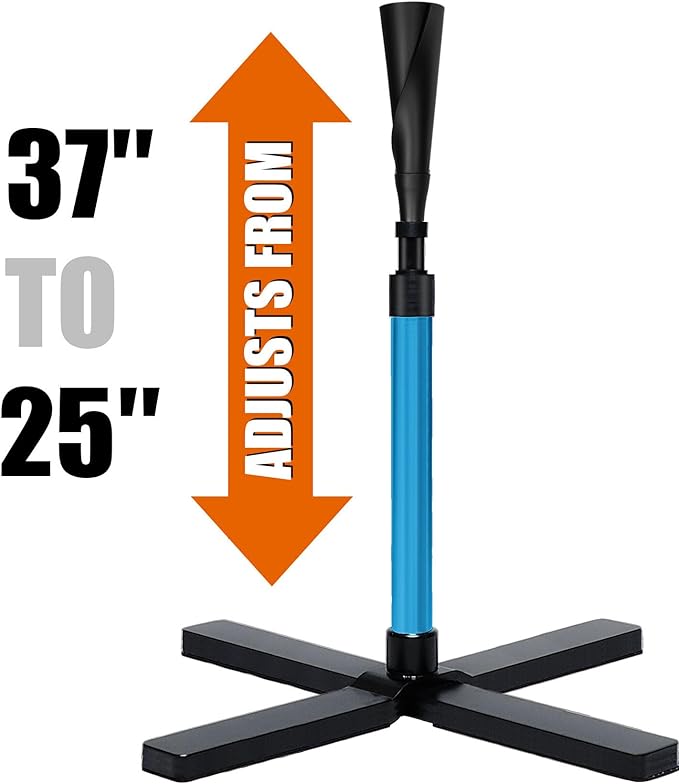 Baseball&Softball Tee,Batting Tee,Adjustable Height:25-37 inches，2 Flexible Top Rubber,X-Style Foldable&Heavy-Duty Base and Carrying Bag for Easy Store&Carrying-StrideForce Fitness