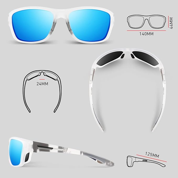 Polarized Sports Sunglasses for Men Women,Fishing Driving Rectangular Goggles UV400 Protection-StrideForce Fitness