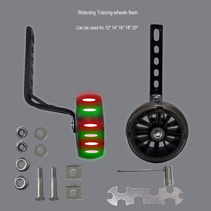 1 Pair Bike Training Wheels Mute Flash Wheels,Children Bicycle Wheels Flash Mute Wheel Compatible for 12 14 16 18 20 inch Single Speed Bike-StrideForce Fitness