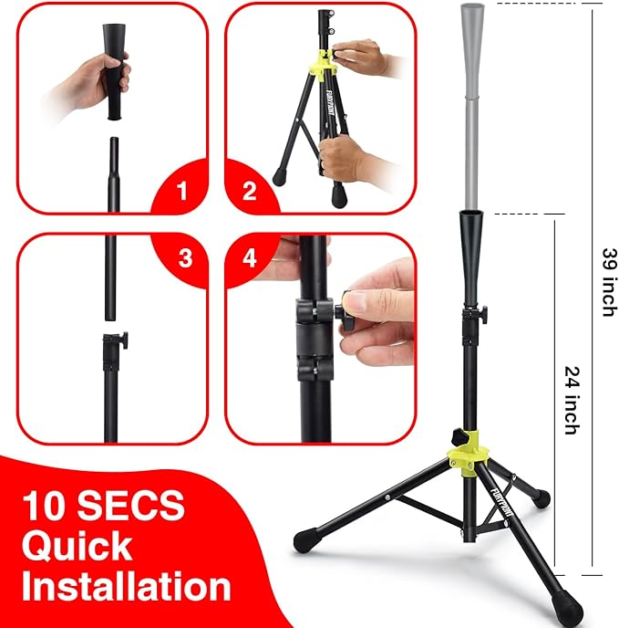 7'×7'Baseball Softball Practice Net-Batting Catching Pitching Training Equipment Set Portable Batting Tee Ball Holder Caddy-Baseball Softball Coach Pack.Great for All Skill Levels-StrideForce Fitness