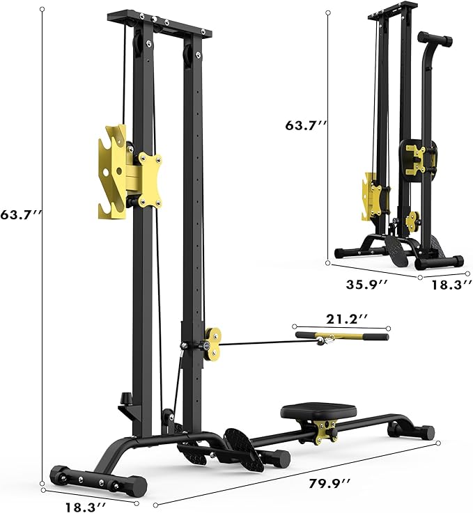 Multi-Functional Cable Station LAT Pull Down Machine Low Row Cable & Rowing Machine Workout Combo for Home Gym-StrideForce Fitness