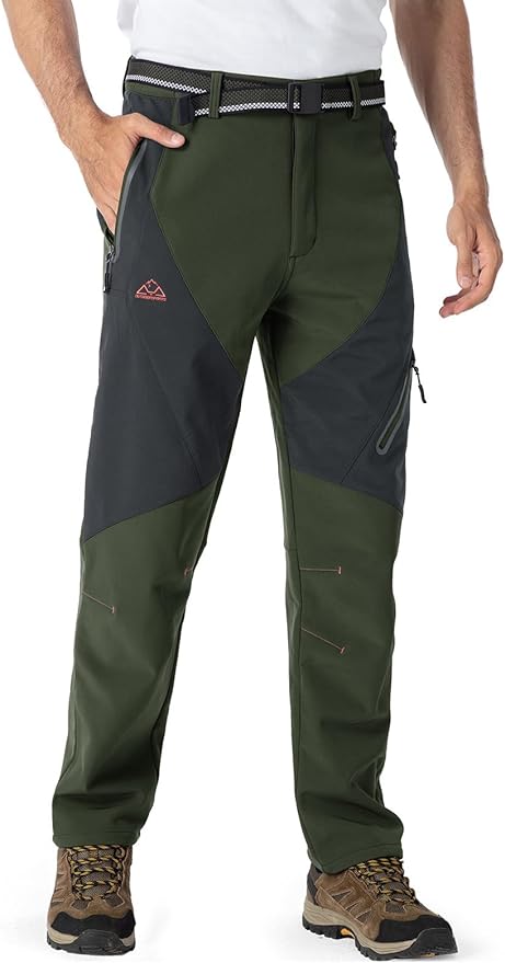 YSENTO Men's Fleece Lined Ski Snow Pants Winter Waterproof Softshell Insulated Hiking Cargo Pants-StrideForce Fitness