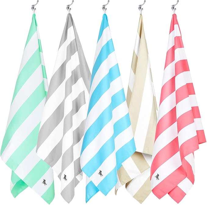 Dock & Bay Beach Towel - Quick Dry, Sand Free - Compact, Lightweight - 100% Recycled - Includes Bag - Cabana Light - Bora Bora Beige - Large (160x90cm, 63x35)-StrideForce Fitness