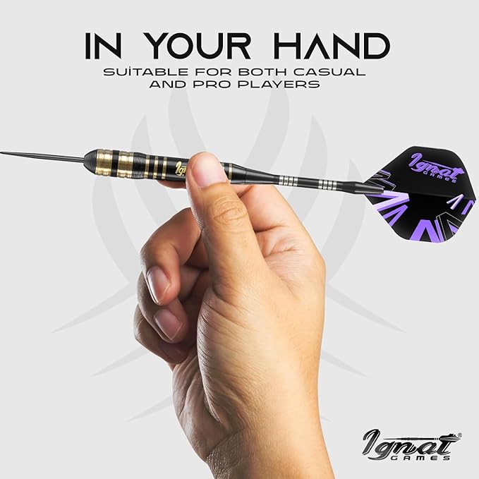 IgnatGames Premium Steel Tip Darts – 3/6/12 Pack Brass Barrels with Aluminum Shafts, 16 GlideXPro Flight Set, Tool Kit & Giftable Case-StrideForce Fitness