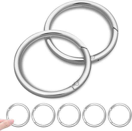 10Pack 2" Large Round Carabiner Clips, Metal Spring O Rings for Organizer Key Rings, Paracord Keychain Lanyard, Pet Chains, Purse Hardware, Key Snap Hooks DIY Accessory (Silver)-StrideForce Fitness