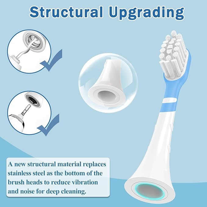 Kids Toothbrush Heads Compatible with Electric Philips Sonicare Handle 6032/94 6321 6340 6042 6320 6330, Replacement Heads Compact for Child 3-7 Years Old, Mini Brush Heads with Caps, Pink&Blue 4 Pack