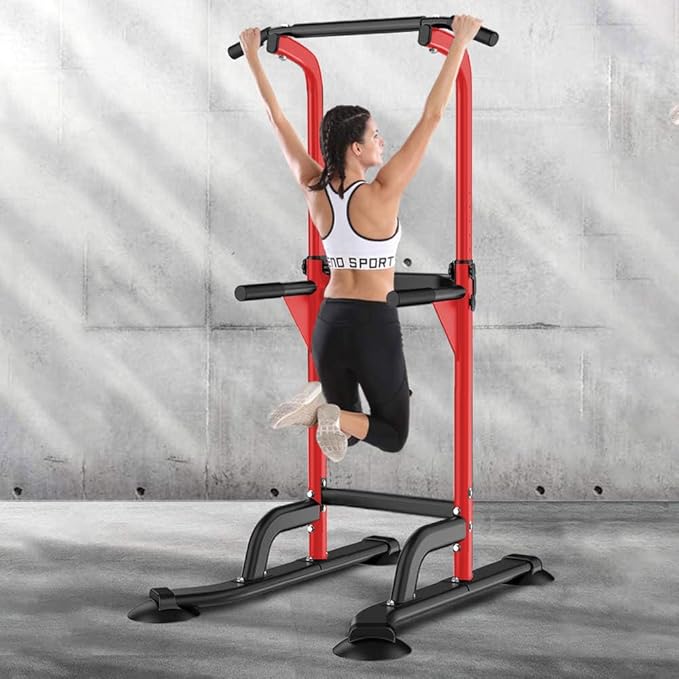SogesHome Power Tower Pull Up Bar and Dip Station Adjustable Height Dip Stand Multi-Functional Strength Training Fitness Workout Station-StrideForce Fitness