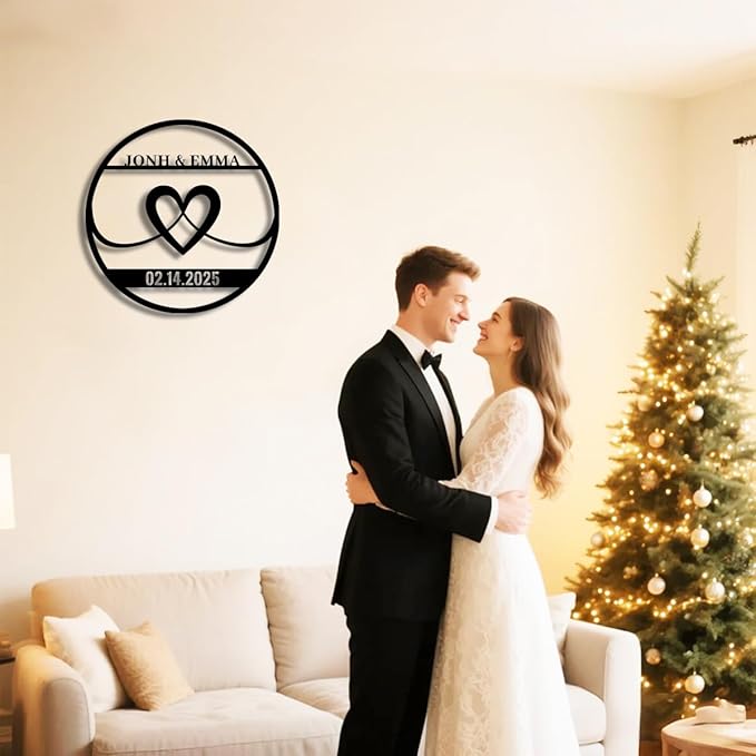 Personalized Wedding Metal Name Sign | Custom Wall Art Gifts for Couples | Custom Metal Signs |Engagement Gift | Anniversary Wedding Date Sign | Bedroom Decor for Couples-StrideForce Fitness