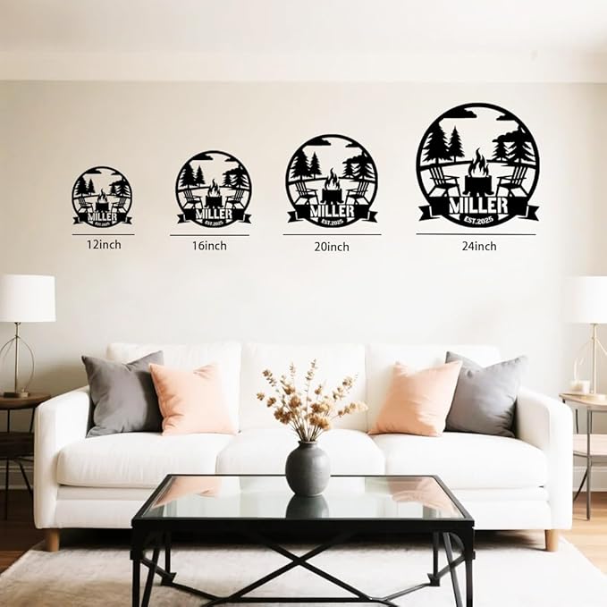 Personalized Campfire Metal Name Sign | Custom Camping Metal Signs | Family Wall Art & Split Letter Name | Wedding Gift & Anniversary | Indoor Decor Gift for Women, Men, Wife, Parents, Couple-StrideForce Fitness