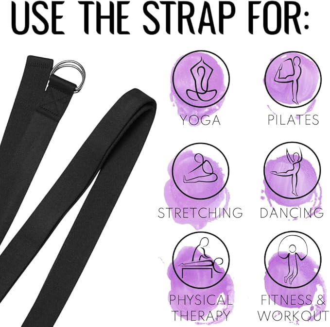 TECEUM Yoga Strap & Mat Strap – 2 IN 1 – Cotton – 6 ft 8 ft 10 ft (30+ colors) – Adjustable Non-Slip Belt for Yoga, Pilates, Stretching, Physical Therapy, Fitness & Home Workout – For Carrying Mats-StrideForce Fitness