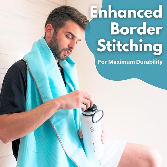 ECCOSOPHY Microfiber Beach Towel – Quick Dry Gym Towel, Highly Absorbent with Ribbed Texture, Lightweight – Ideal for Travel, Pool, Yoga, Fitness & Outdoor Adventures – 60x30 Aqua-StrideForce Fitness