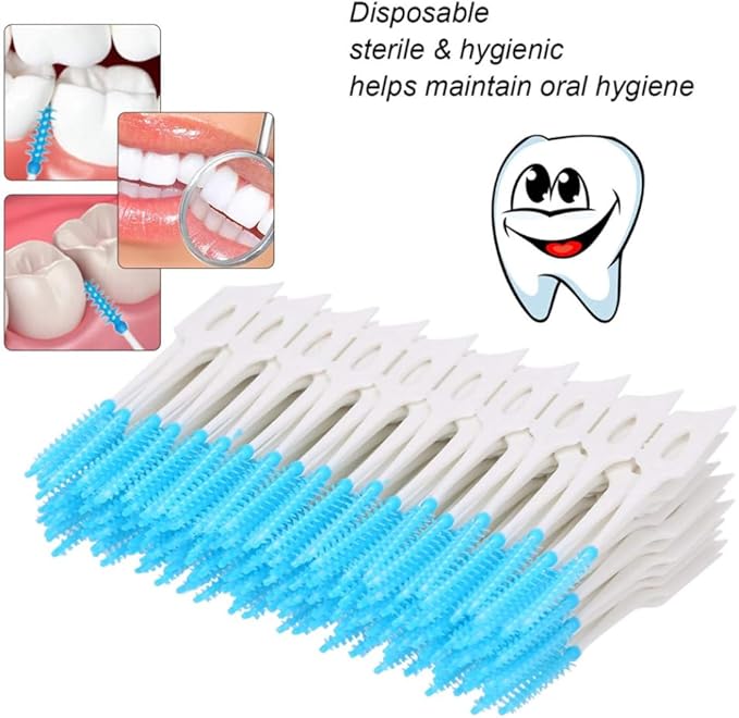 Interdental Brushes Ultra Tight Disposable Tooth Cleaner Brushes Silicone Toothpick Brush for Interdental Spaces Blue 160Pcs/Box