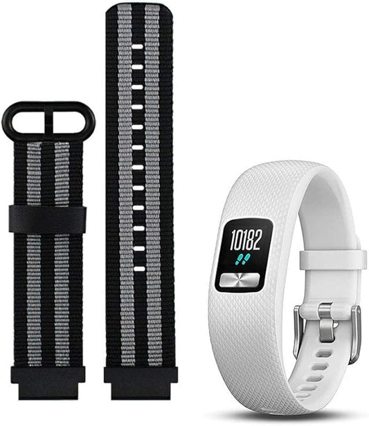 Classic Nylon Weave Band Compatible with Garmin Garmin vivofit 4 Activity Tracker Bands Replacement Accessory with Metal Case for Women Men