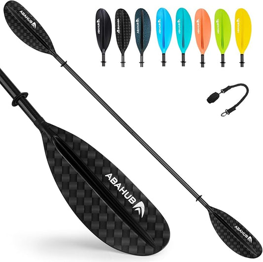 Abahub 1 x Carbon Kayak Paddles, 90.5 Inches Kayaking Oars for Boating, Canoeing with Free Paddle Leash, Carbon Fiber Shaft Black/Blue/Green/Orange/Yellow/White/Red Plastic Blades-StrideForce Fitness