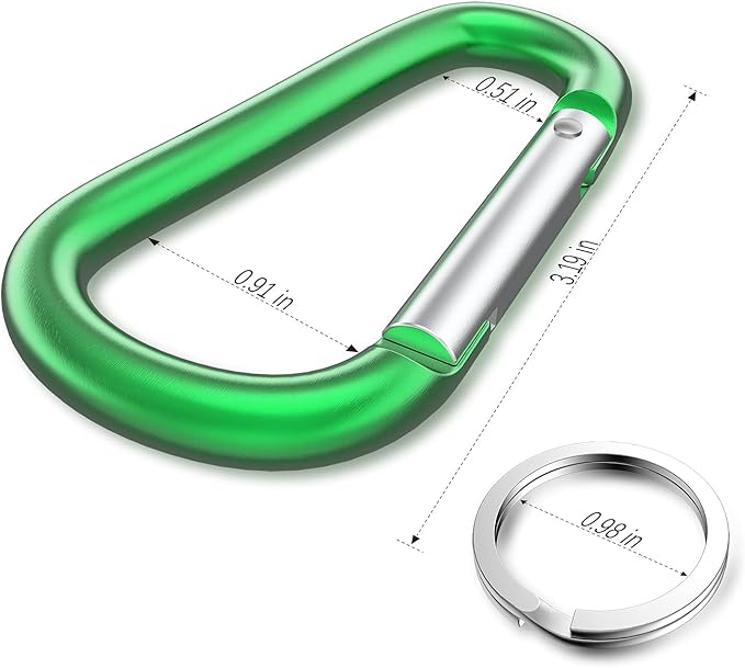 sprookber 3" Aluminum Carabiner D Ring, Caribeener Clips, Spring Snap Hook for Keychain Clip, Set of 10-StrideForce Fitness