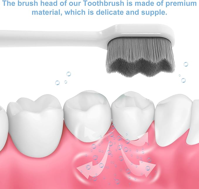 TEHAUX Super Soft Toothbrushes for Adults and 4Pcs Extra Soft Bristles Manual Toothbrush Set with Small Head Portable for Sensitive Gums and Daily Oral Care