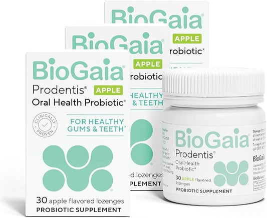 BioGaia Prodentis 3-Pack Bundle | Oral Probiotics | Promotes Healthy Gums & Teeth | Defends Against Bad Breath & Dental Problems | Improves Oral Health | Apple Flavored Dental Probiotic Lozenge