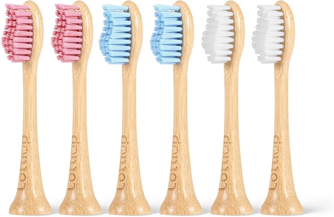 Bamboo Electric Toothbrush Heads, Plant-Based Soft Bristles Electric Toothbrush Replacement Heads, Compatible with Philips Sonicare (Mix and Match 3 Colors…)