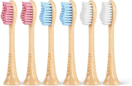 Bamboo Electric Toothbrush Heads, Plant-Based Soft Bristles Electric Toothbrush Replacement Heads, Compatible with Philips Sonicare (Mix and Match 3 Colors…)