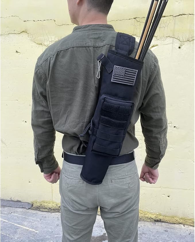 KRATARC Archery Lightweight Back Arrow Quiver Dual Use Foldable Compact Hip Arrows Bag with Molle System Pocket Hanged for Target Shooting Hunting-StrideForce Fitness