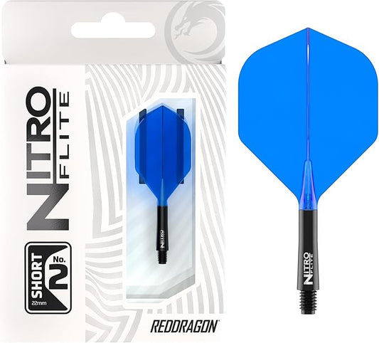 RED DRAGON Darts – Nitro Flite Integrated Flight & Shaft System – No.2 Shape and Design - Available in Short, Intermediate & Medium - Available in Variety of Colours - Professional Darts Accessories-StrideForce Fitness