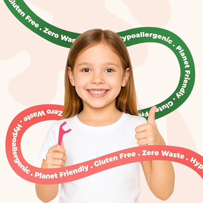 Biodegradable Kids Flossers - Dental Floss Picks for Children | Fluoride & Plastic-Free | Colorful & Fun Animal Floss Sticks | Eco Friendly, Vegan, Natural (Strawberry - 200 Pack)