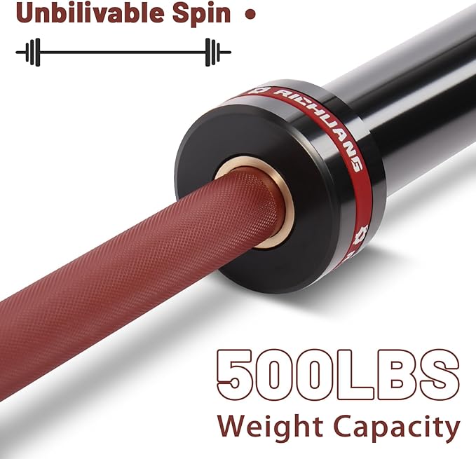 Olympic Barbell 45lb (20kg) - 7ft Bearing Spin Bar for Weightlifting and Strength Training,Ceramic Coating,500 LBS Capacity,28mm High Whip,Fits 2" Plates,for Home Gym-StrideForce Fitness