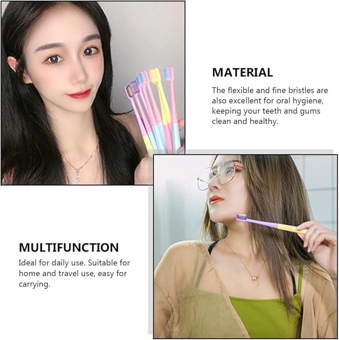 8Pcs Soft Bristle Toothbrush for Sensitive Gums Flexible Small Head Gum Care Toothbrushes in Pastel Colors for Adults and Travel